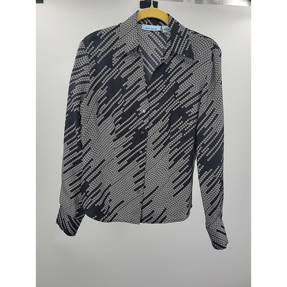 Gene Meyer Black Silk Blouse Sz 6 Quiet Luxury Preppy Business Casual Career